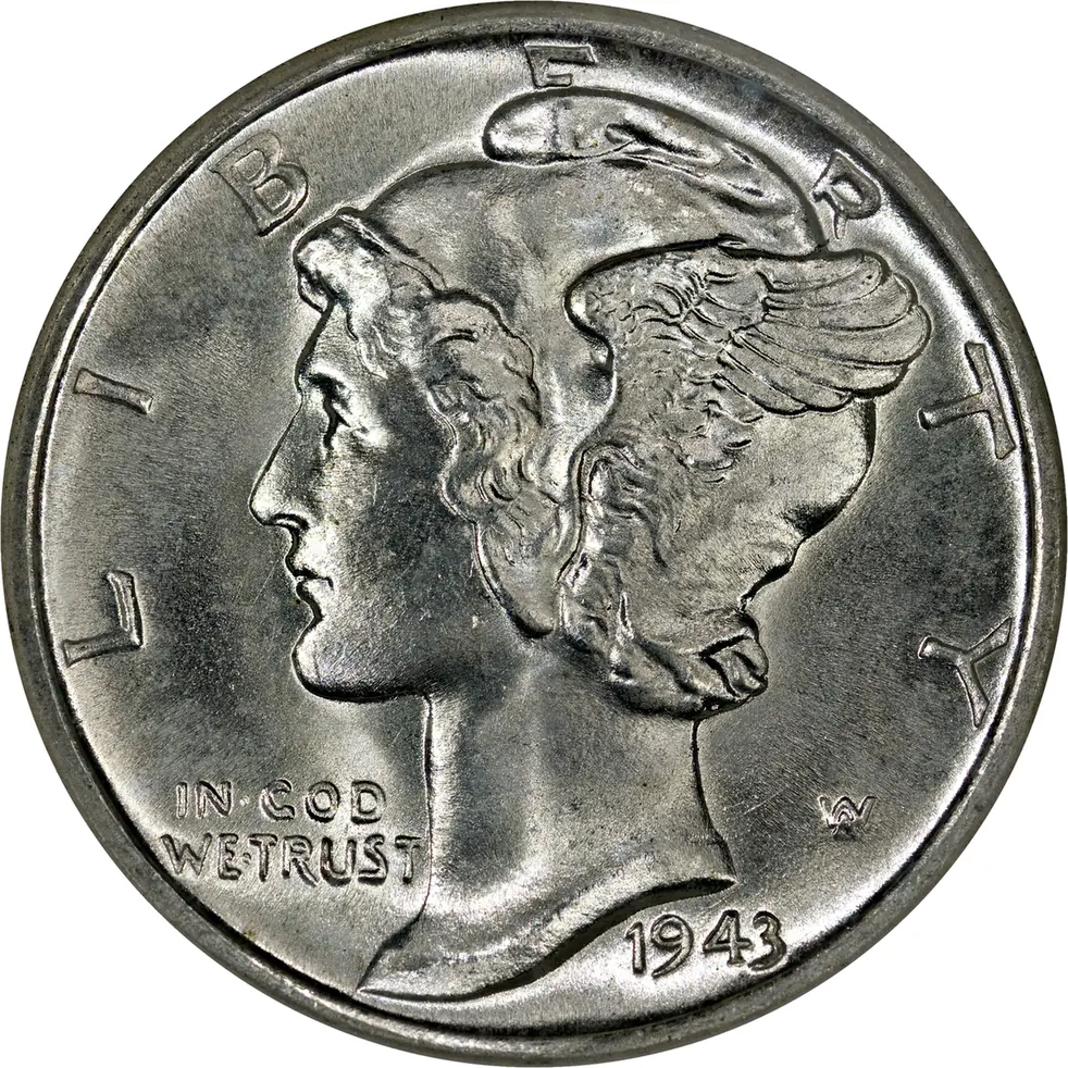 1943-D Mercury dime, front