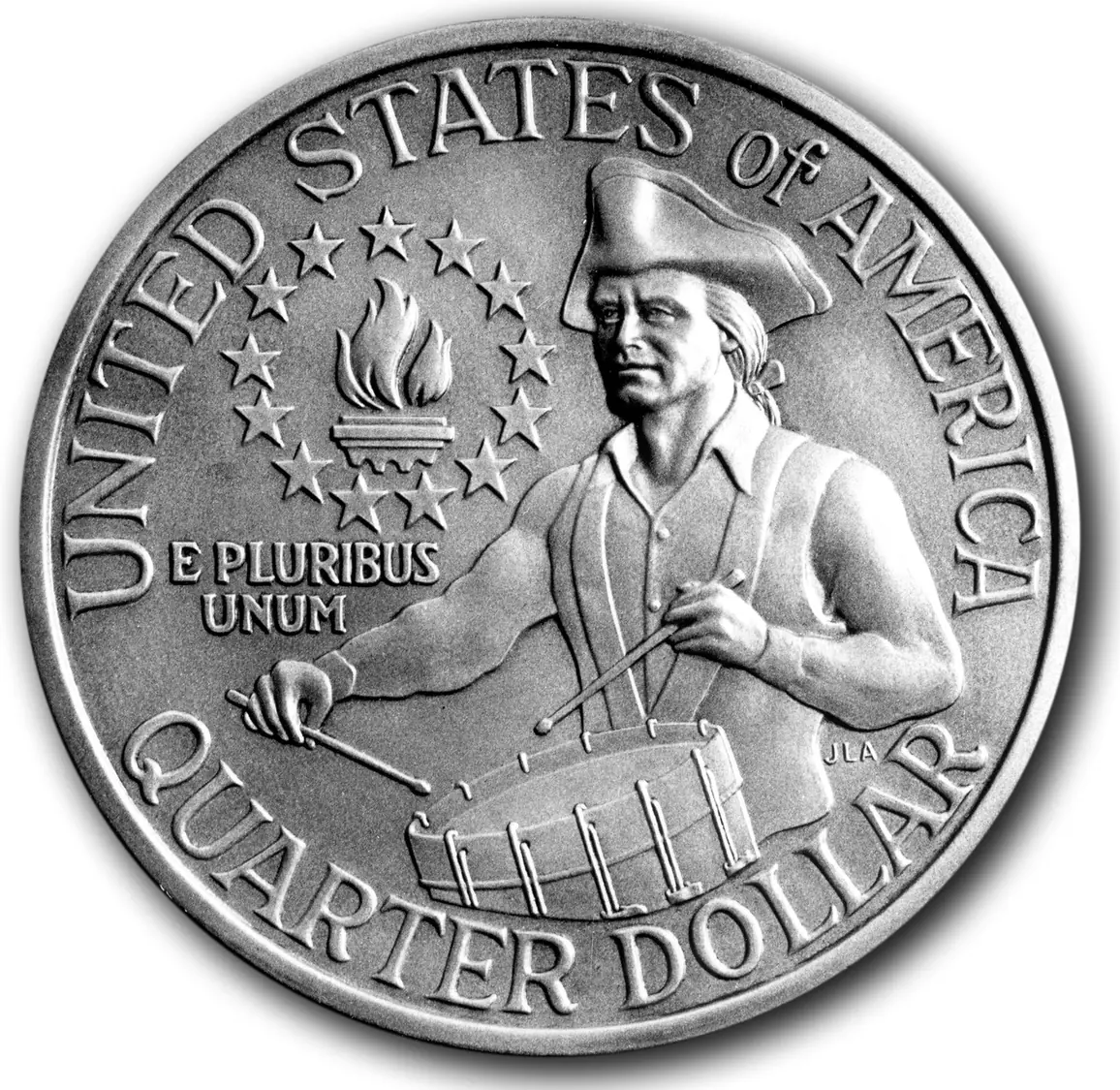 1776-1976 Bicentennial quarter, back, showing a colonial drummer boy