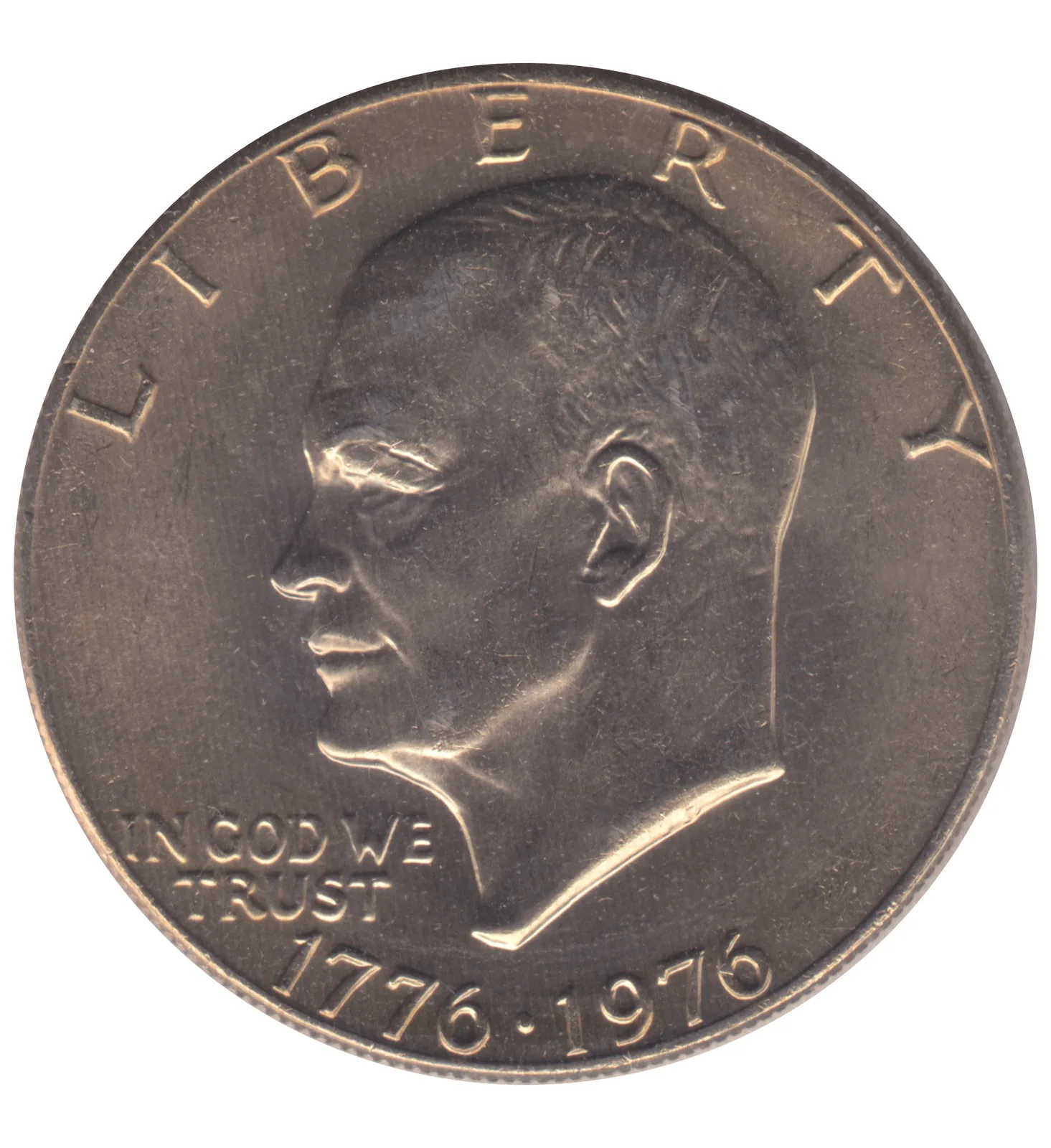 Bicentennial Eisenhower dollar, back, showing the Liberty Bell over the moon