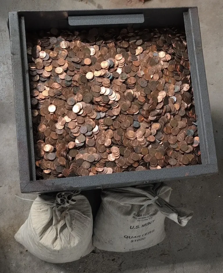 A large pile of unsearched pennies from a coin-counting machine