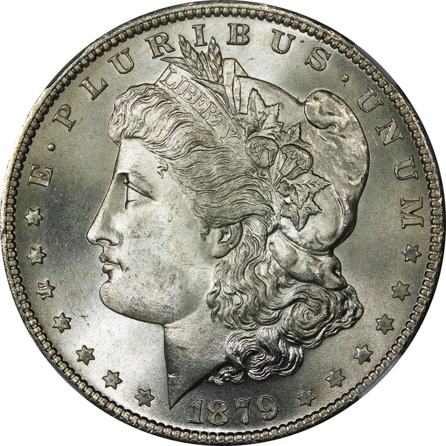 1879-S Morgan silver dollar, front
