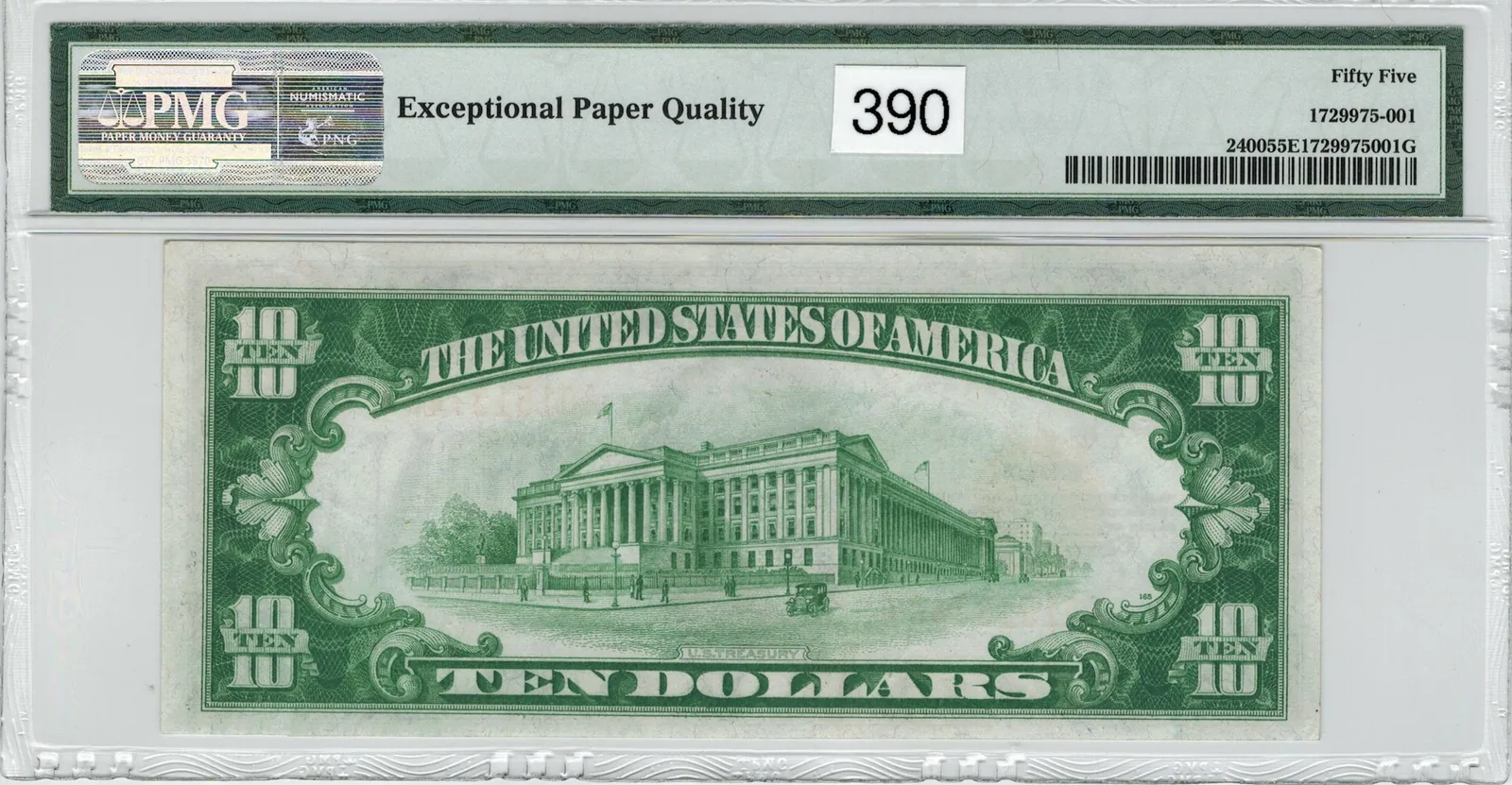 Series 1928 ten-dollar gold certificate, back