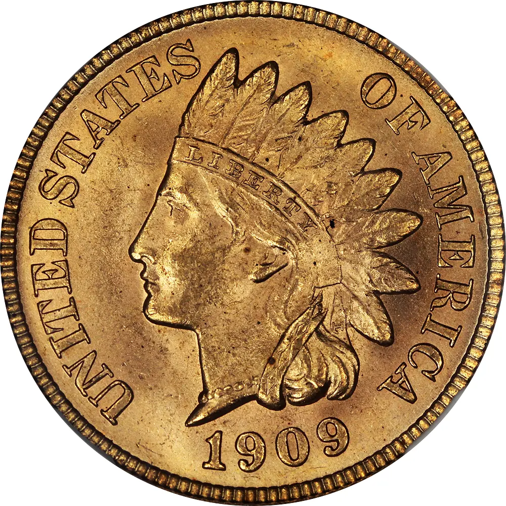 1909 Indian Head cent in an NGC holder graded MS 65 red