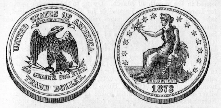 1873 U.S. Trade dollar, front and back
