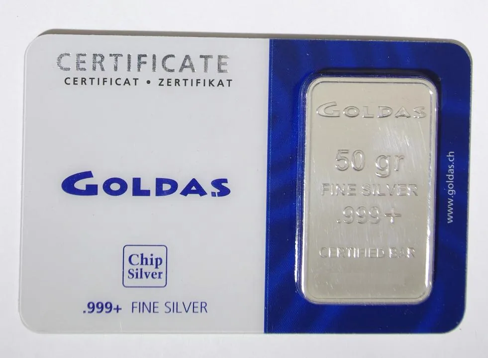 A small silver bullion bar
